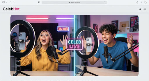 Creators reacting in a livestream studio with ring lights